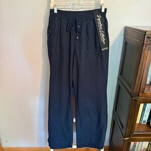 NWT Beau Dawson Women’s Navy Wide Leg Linen Pants Size L